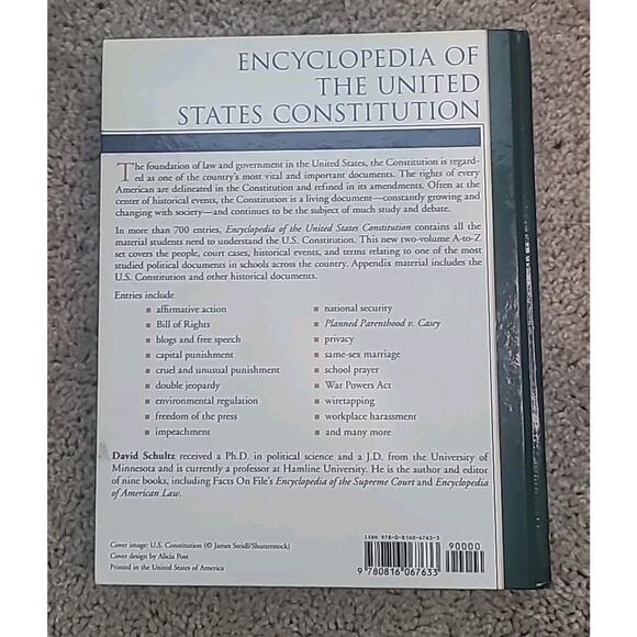 Encyclopedia of the U.S. Constitution Vol. 1 HC David Schultz (ISBN 0816067635) - Picture 5 of 9